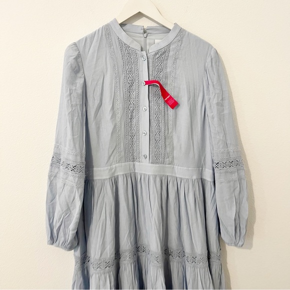 Light Blue Lace-Trim Midi Dress - Picture 4 of 6